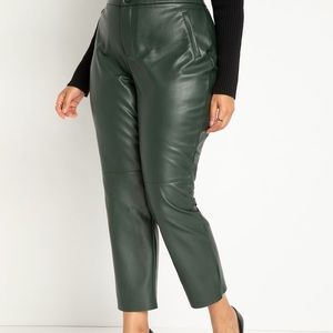 Eloquii Viola Fit Slim Faux Leather Pant Olive Green Size 16